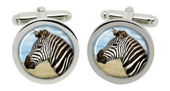 Zebra's Portrait Cufflinks in Chrome Box