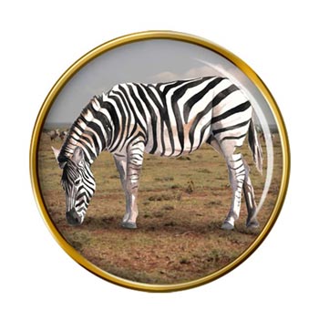 Zebra Grazing Pin Badge
