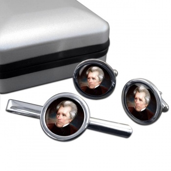 President Andrew Jackson Round Cufflink and Tie Clip Set