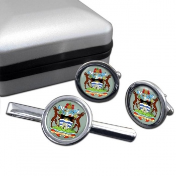 Antigua-and-Barbuda Round Cufflink and Tie Clip Set