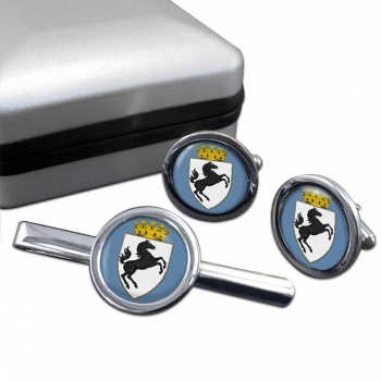 Arezzo (Italy) Round Cufflink and Tie Clip Set