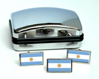 Argentina Flag Cufflink and Tie Pin Set