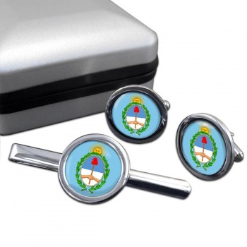 Argentina Round Cufflink and Tie Clip Set