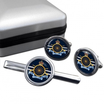 Army Cyclist Corps (British Army) Round Cufflink and Tie Clip Set