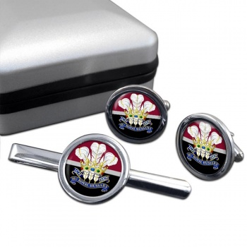 10th Royal Hussars (Prince of Wales's Own) (British Army) Round Cufflink and Tie Clip Set