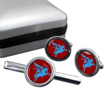 1st Airborne Division (British Airborne Forces) Round Cufflink and Tie Clip Set