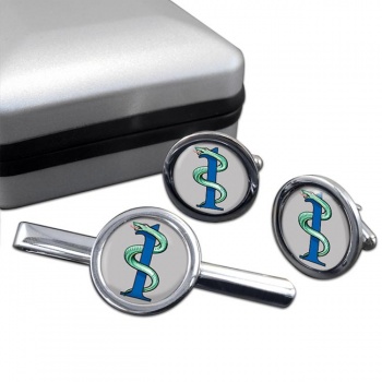 1 Medical Regiment (British Army) Round Cufflink and Tie Clip Set