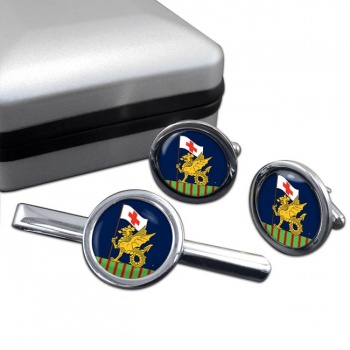 243 Field Hussars (British Army) Round Cufflink and Tie Clip Set