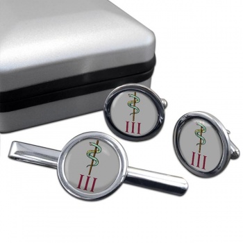 3 Medical Regiment (British Army) Round Cufflink and Tie Clip Set
