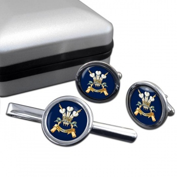3rd Carabiniers (Prince of Wales's Dragoon Guards (British Army)) Round Cufflink and Tie Clip Set