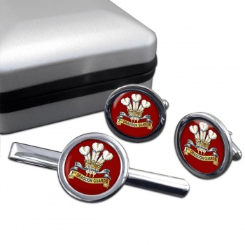 3rd Prince of Wales's Dragoon Guards (British Army) Round Cufflink and Tie Clip Set