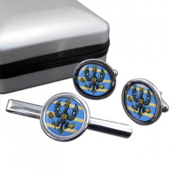 4th-20th King's Hussars (British Army) Round Cufflink and Tie Clip Set