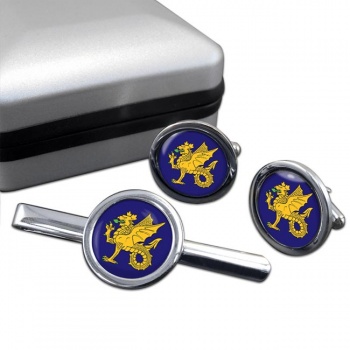 43 (Wessex) Brigade (British Army) Round Cufflink and Tie Clip Set