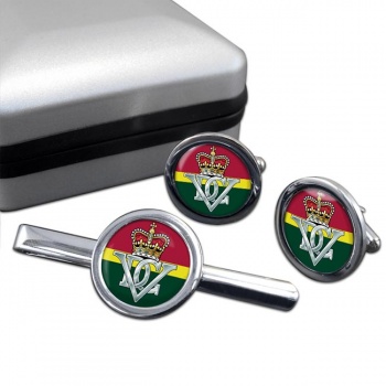 5th Royal Inniskilling Dragoon Guards (British Army) Round Cufflink and Tie Clip Set