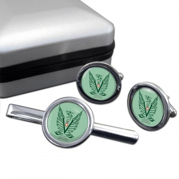5 Military Intelligence Battalion Round Cufflink and Tie Clip Set