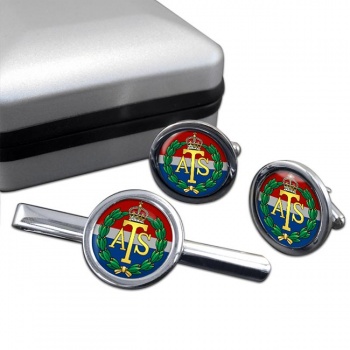 Auxiliary Territorial Service (British Army) Round Cufflink and Tie Clip Set