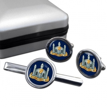 Cambridgeshire Regiment (British Army) Round Cufflink and Tie Clip Set
