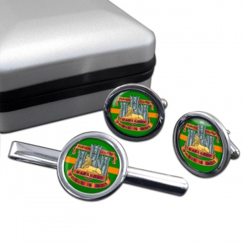 Devonshire and Dorset Light Infantry (British Army) Round Cufflink and Tie Clip Set