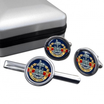 Dorset Regiment (British Army) Round Cufflink and Tie Clip Set