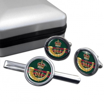 Durham Light Infantry (British Army) Round Cufflink and Tie Clip Set
