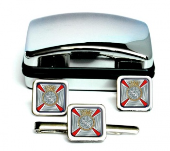 Duke of Edinburgh's Royal Regiment (British Army) Square Cufflink and Tie Clip Set