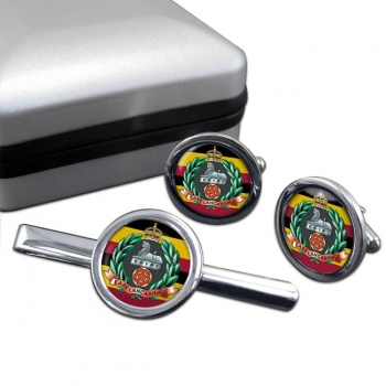 East Lancashire Regiment (British Army) Round Cufflink and Tie Clip Set
