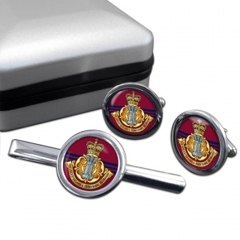 Leicestershire and Derbyshire Yeomanry (British Army) Round Cufflink and Tie Clip Set