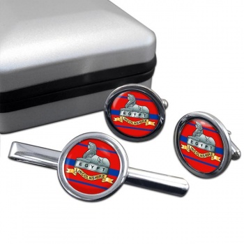 Lincolnshire Regiment (British Army) Round Cufflink and Tie Clip Set