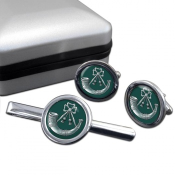 Light Infantry (British Army) Round Cufflink and Tie Clip Set