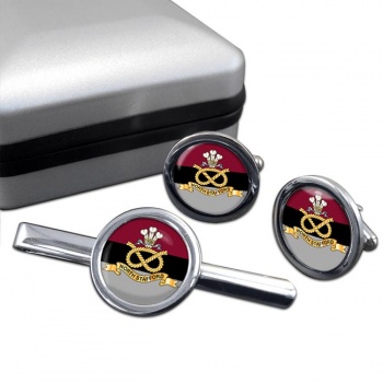North Staffordshire Regiment (British Army) Round Cufflink and Tie Clip Set