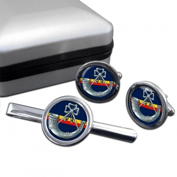 Oxfordshire and Buckinghamshire Light Infantry (British Army) Round Cufflink and Tie Clip Set