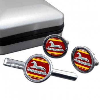 Prince of Wales's Own Regiment (British Army) of Yorkshire Round Cufflink and Tie Clip Set