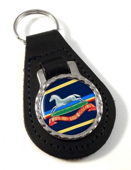 Queen's Own Hussars (British Army) Leather Key Fob