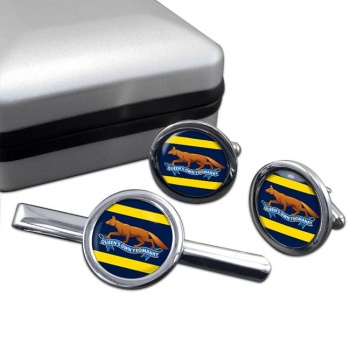 Queen's Own Yeomanry (British Army) Round Cufflink and Tie Clip Set