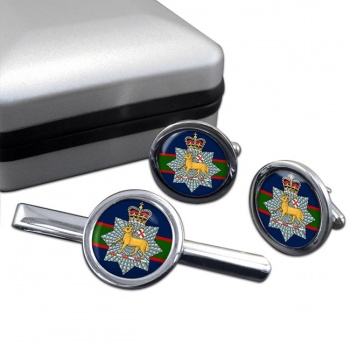 Queen's Royal Surrey Regiment (British Army) Round Cufflink and Tie Clip Set