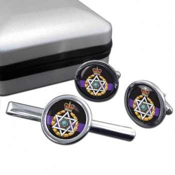 Royal Army Chaplains' Department (Jewish) (British Army) Round Cufflink and Tie Clip Set