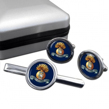 Royal Dublin Fusiliers (British Army) Round Cufflink and Tie Clip Set