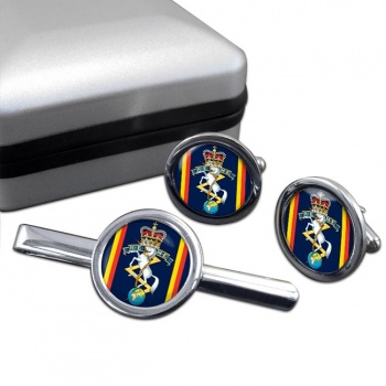 Corps of Royal Electrical and Mechanical Engineers (REME) Round Cufflink and Tie Clip Set
