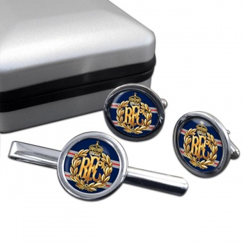 Royal Flying Corps (British Army) Round Cufflink and Tie Clip Set