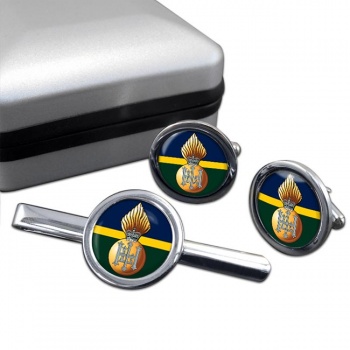 Royal Highland Fusiliers (British Army) Round Cufflink and Tie Clip Set