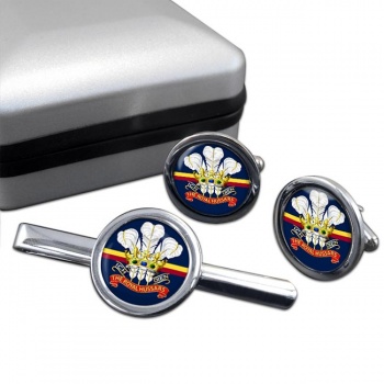 Royal Hussars (Prince of Wales's Own) (British Army) Round Cufflink and Tie Clip Set
