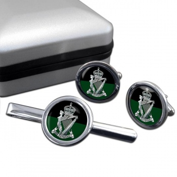 Royal Irish Rifles (British Army) Round Cufflink and Tie Clip Set