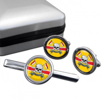Royal Lancers (British Army) Round Cufflink and Tie Clip Set