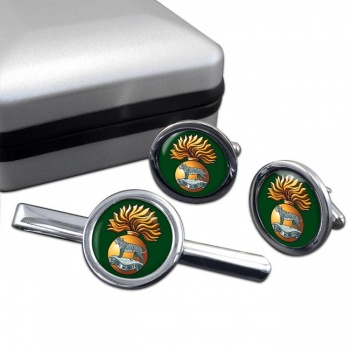 Royal Munster Fusiliers (British Army) Round Cufflink and Tie Clip Set