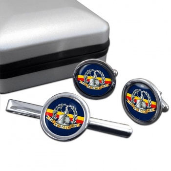 Royal Norfolk Regiment (British Army) Round Cufflink and Tie Clip Set