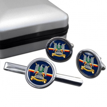 Royal Scots Dragoon Guards (British Army) Round Cufflink and Tie Clip Set