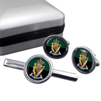 Royal Ulster Rifles (British Army) Round Cufflink and Tie Clip Set