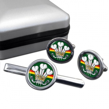 Royal Wiltshire Yeomanry (British Army) Round Cufflink and Tie Clip Set