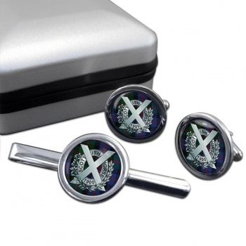 Scottish Horse (British Army) Round Cufflink and Tie Clip Set