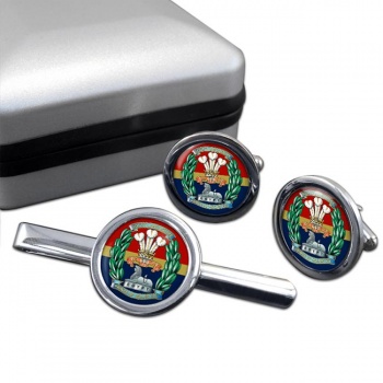 South Lancashire Regiment (British Army) Round Cufflink and Tie Clip Set